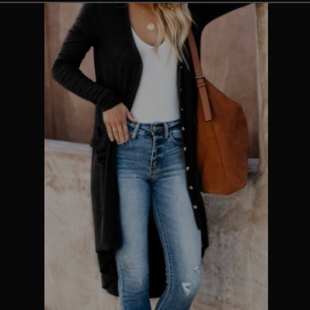 Selected Button Down Pocketed High Low Cardi - image 4